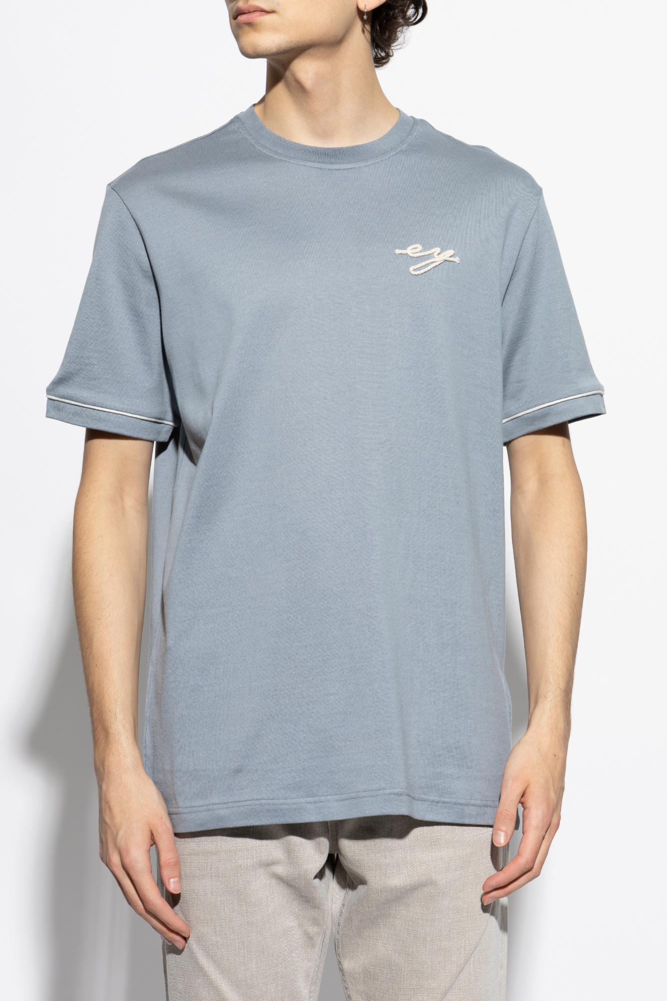 Tシャツ・カットソー Eleventy SS25 Eleventy Shirts Blue (K75CAMK02 TES0K17111) Blue Cotton T-shirt with embroidered logo Eleventy - Vitkac